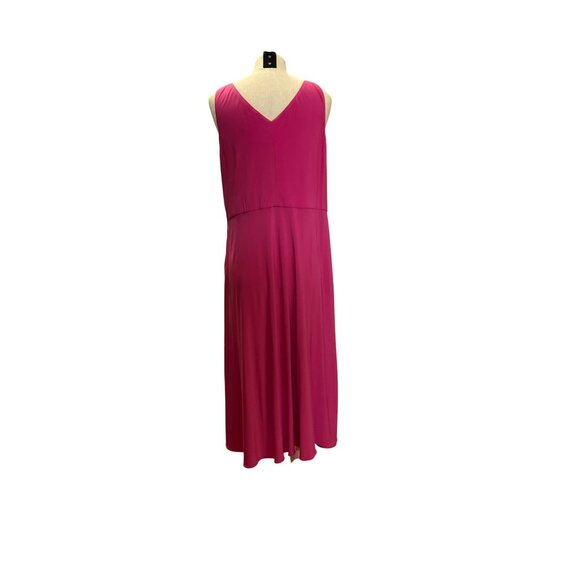 T Tahari Pink Fuchsia Sleeveless V-Neck Midi Dress Size XL Polyester Elastane Co - Picture 3 of 8